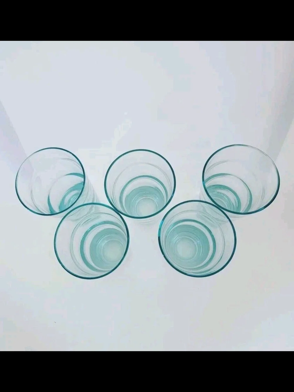 Libbey Saturn Ripple Aqua Blue Vintage Drinking Glasses Set Of 5 16 oz Rare